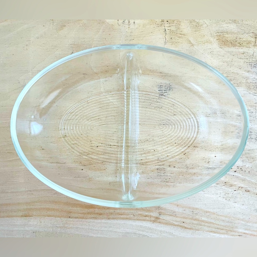 Vintage Glasbake Divided Oval Casserole Dish #558